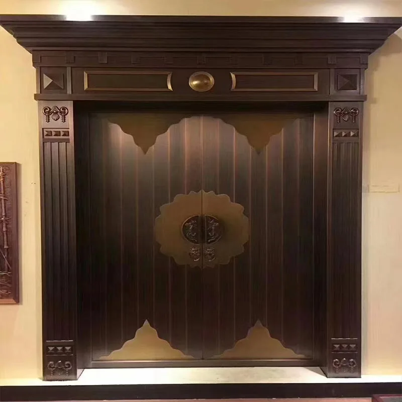 Puerta de entrada doble de cobre macizo